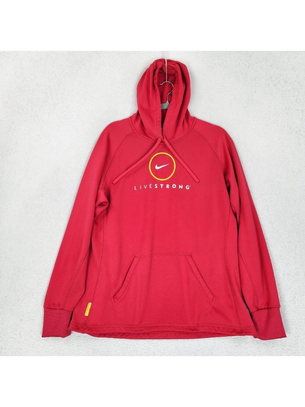 Nike Sweater Mens Large Red Livestrong Therma-FIT Hoodie Pullover Sweatshirt